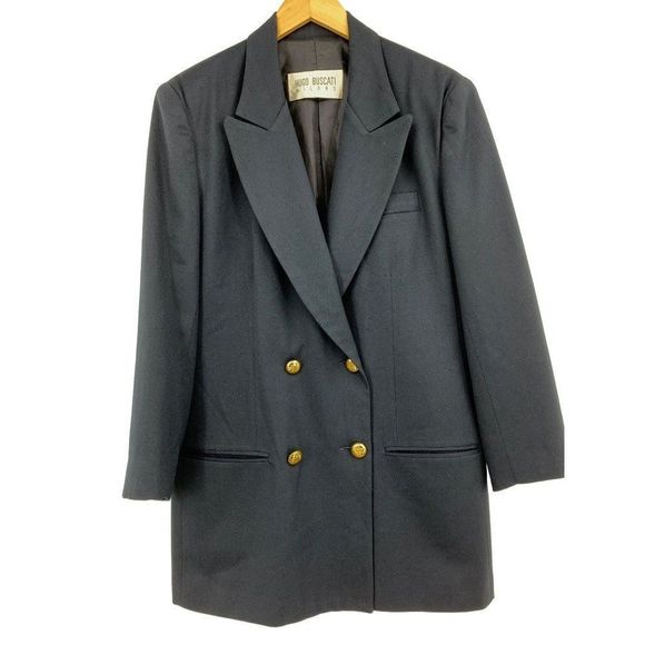 Vintage Hugo Buscati Wool Nautical Jacket Blazer Longline Women Size 12 L 2408 - Picture 4 of 16